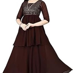 Women's Georgette Long Gown (NF_SAHI_TITLI_GOWN_Coffee_XL)-image-4