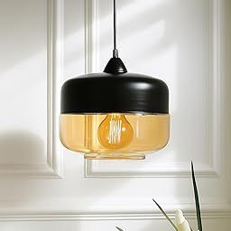 Homesake®Glass Pendant Light Black Loft Bar Counter Dining Room Creative LED/Filament Ceiling Hanging Lamp, E27, Murray, Black-image-40