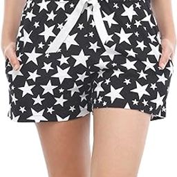 Women Star Print Cotton Shorts-image-65