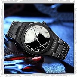Premium Black Marble Design Luxury Men Watch with Arabic Dial Creative Gold Shell Face Fashionable Business Plastic Ceramic Belt Men's & Boy's Wrist Watch-image-41
