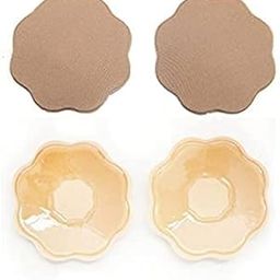 ANESHA Nipple Cover - Sticky Adhesive Silicone Nipple Pasties - Reusable Pasty Nipple Covers for Women Flower Shape Colour (Beige) pack of 2-image-66