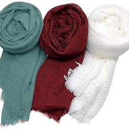 Women's Premium Wrinkle Ironless Crush Crinkled Cotton Summer Hemp Scarf Stoles Shawl head scarves for girls-image-70
