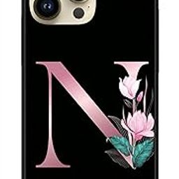 NDCOM for iPhone 14 Pro Max Case | Premium i Phone 14 Pro Max Cover | Sleek and Stylish iPhone 14 Pro Max Covers for Men and Women | N Alphabet Pink Letter Printed Metal Case-image-27
