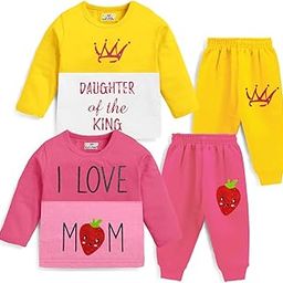 Baby Girl Regular Fit Cotton T-Shirts and Pyjamas Set-image-80
