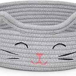 ZLG Small Cat Storage Basket for Dog Toy, Cute Rope Basket, Nursery Baby Shower Basket, Empty Gift Basket 9.8 x 4 inches-image-63