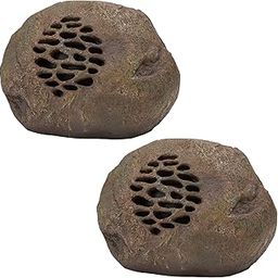 Weather-resistant Bluetooth Solar-Powered Outdoor Wireless Rock Speaker - Set of 2-image-5