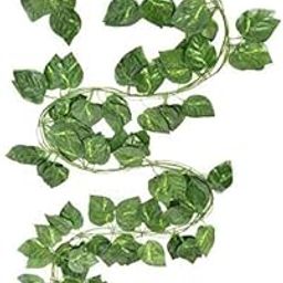 SOFIX 2 Pack 14 Ft Artificial Ivy Garland, Fake Vines UV Resistant Greenery Leaves Fake Plants Hanging Aesthetic Vines for Home Bedroom Party Garden Wall Room Decor (Green, 2)-image-93
