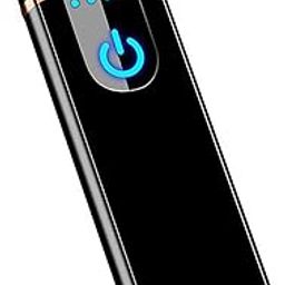STORIA Touch Lighter for Smoking Rechargeable Windproof Slim Coil Lighter with Smart Fingerprint Sensor Double Side Ignition Lighter Cigarette Stylish - Black-image-4