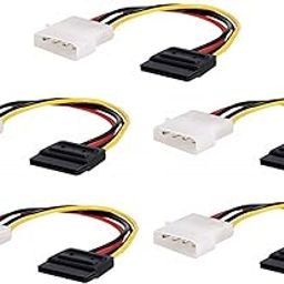 Steko {Pack of 5 Pieces) 4 Pin Molex to 15 Pin Power Sata Cable for SSD, Internal Hard Disk Drive, HDD & DVD/CD Writer-23