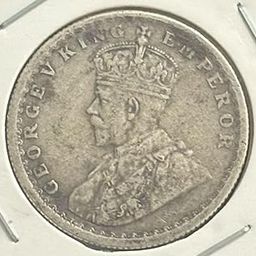 1930 British India Half Rupee Silver Coin, King George V, Scarce-image-79