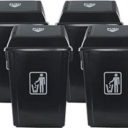 Neadas 4 Pack 13 Gallon Trash Can Plastic, Swing Top Trash Can Large, Gray-picture-25