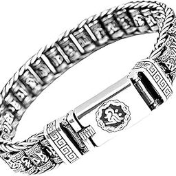 SIX SIGN MANTRA LINK - 11.5" mm Pure Alloy Bracelet with Open Box Clasps for Men & Boy (8 inch)-11