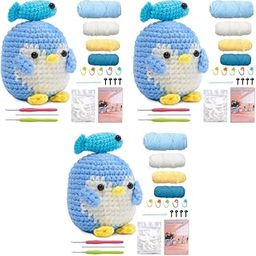 PATPAT® Cute Stuffed Penguin Crochet Toy Material Kit Beginner-Friendly with Needles Yarns Instruction DIY for Adult Toys Birthday Car Interior Decor 3PCS-image-74