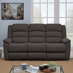 FURNY Carson 3 Seater Recliner Sofa Set in Fabric (Dark Grey Color)-image-85