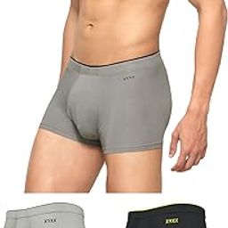 Men's Uno Micromodal Regular Fit Solid Antimicrobial Trunks with No Marks Waistband (Pack of 3)-image-14