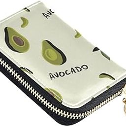 Avocado Fruit RFID Credit Card Wallet, Microfiber Leather Zipper Card Case Holder for Women-image-81