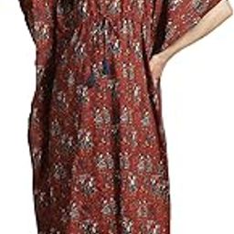 Maroon Ethnic Cotton Maternity Kaftan/Free Size/Feeding/Nursing/Zipper/Drawstring/Printed/Full Length-image-48