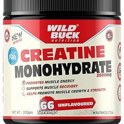 WILD BUCK Creatine Monohydrate, [66 Servings,Unflavoured Powder], Strength, Reduce Fatigue, 100% Pure, Lean Muscle Building, Supports Muscle Growth, Athletic Performance, Recovery |Energy Support-image-76
