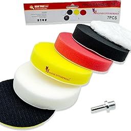 Malfah Sanding Sponge Set Car Polishing Pad Kit Woolen Pads 5 Inch Attachments for Drill Angle grinder Car Buffing Polishing Waxing Sealing Glaze MPPP-12