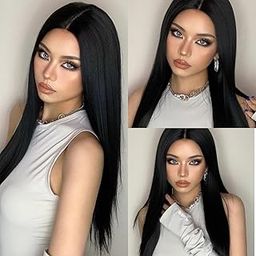 Paradise 30 Inch Straight Black Natural Synthetic Hair Wig For Women And Girls Long Full Head Natural Look160g Includes Wig Cap (2 pcs, Wigs Clip 4pc and Carry Bag-image-27