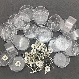 Pack of 25 Plastic Acrylic Round Shape Tealight Cups Holders with 25 Candle Wicks (1-Inch) for DIY Candle Making (Pack of 25, Round Shape)-1
