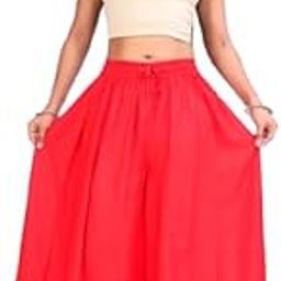 Women's Palazzo Pant, Flared Rayon Palazzo Wide Leg Solid Color, Elasticated Waist Loose-fit & Regular, Casual Wear, Women's Relaxed Fit Rayon Palazzo-picture-27