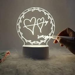 3D Acrylic Creative Message Board LED Light Base Holder, Writing Pen Transparent Clear Table Lamp Erasable Rewritable Note (Pack of 1)-9