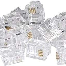 RIVER FOX 50 Pcs 6P4C RJ11 Modular Transparent Male Plug Crimp Connector for Stranded Telephone Cable - Gold Plated Contacts, High Strength Boot, Flexible Lock Pins for Durability.-image-48