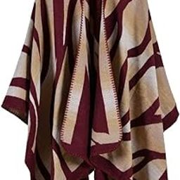 ™ Women Shawl Wrap Camouflage Poncho Cape Thickened Cardigan Sweater Wine Red | Scarves & Wraps | Womens Accessories-picture-39