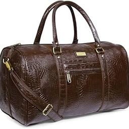 Unisex Textured Leatherette Stylish 35 Liter Cabin Bags For Travelling In Flight 7Kg Latest Travel Textured Leather Duffle Bags For Men And Women (Brown, 28 Cm)-13