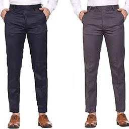 Men's Solid Formal Pants |Regular Fit Casual Trouser | Slim Fit Trouser Combo for Men (Pack of 2)-image-30
