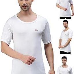 Men's Round Neck Half Sleeves 100% Cotton Vest with Extended Length for Easy Tuck (Pack of 4)-image-22