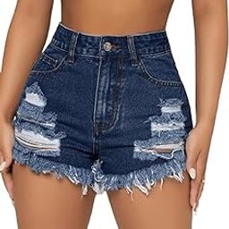 Solid Raw Hem Ripped Denim Shorts for Women's & Girls(KV_P_237)-86