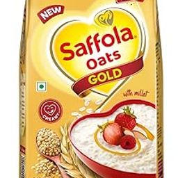 Saffola Oats Gold, Rolled Oats with Jowar Millet | High Protein & Fibre | Healthy Cereal for weight loss | 1500g-36
