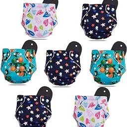 Novo Baby Leakage Proof Reusable Cloth Diaper With 5 Layer High absorbent Pad | Reusable Nappies| Freesize for Kids 0-3 Yrs | washable diapers (Pack of 7)-15