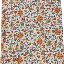 COTTON PRINT(Unstitched Fabric for girl/Women,Width-44 inch,Length-2.5 meter,For making Kurti,Gown,Palazo,Dress Material,Tunic,Top bottom,Salwar Suit,maxi,nighty.FREE_SIZE (Orange kani multicolor)-image-2