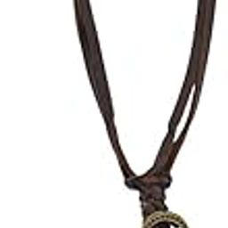 Religious Jewelry Rock Trishul Damru Adjustable Leather Necklace Pendant for Men and Boys-picture-15