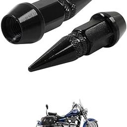 LOVMOTO Universal Spiked Valve Caps,Aluminum Alloy Dustproof and Waterproof Tire Valve Stem Caps, Suitable for Cars, Trucks and Motorcycles (2PCS Black) Comfortable with Thun-der-Bird LT-image-1