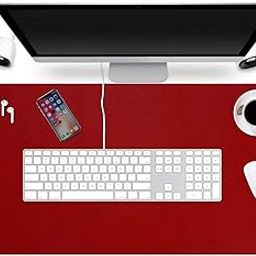 SPIRITUAL HOUSE Vegan PU Leather Mouse Pad, Extended Desk Mat for Work from Home/Office/Gaming, Reversible Anti-Slip, Design Water Resistant Desk Spread (Red & Black, 40 * 80 CM)-image-61