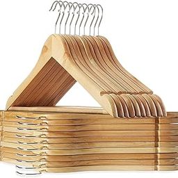 TEKCOOL Wooden Hanger for Clothes Hanging | Hangers for Wardrobe and Cupboard | Non-Slip Bar | Precisely Cut Notches | 360 Degree Swivel Chrome Hook | Hanging Garments and Accessories (Pack of 60)-picture-18