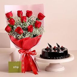 Fnp Magical Love Red Roses Bouquet Truffle Cake-image-89