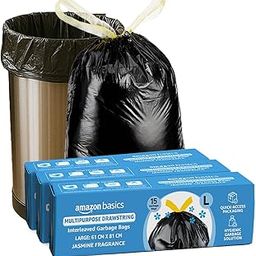 Amazon Basics Multipurpose Drawstring Garbage Bags | Large | 60 Bags | 15 Bags x Pack of 4 | Heavy Duty | Jasmine Fragrance | Odour Control | No Tearing Needed-2