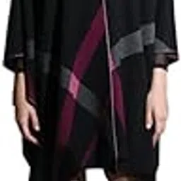 khaleej Women Spinel Checkered Cape (Pink/Black_Free Size)-picture-10