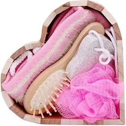 Natural Wooden Heart-Shaped Spa Set, Spa Day Kit, Bath Life 5pc Bath Shower Gift Set, Personal Care for Home Spa, Washer Pedicure, Body Back Legs and Foot All Skin Type Multi-image-46