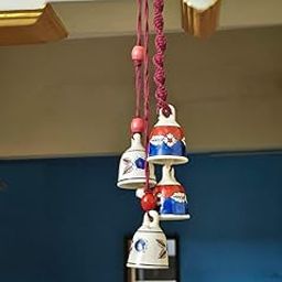 Shopping Shots Macrame Symphony, Bells .Macrame Melodies | (Set of 4 'Ceramic' Hanging Bells) + Ceramic Hook for Wall,Home, Garden Decor-image-43