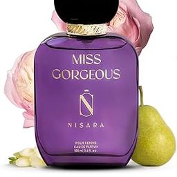 Nisara Miss Gorgeous Perfume For Women 100 ml | Long Lasting Eau De Parfum | Floral-Fruity-Green Fragrance | With Pear,Bergamot,Rose,Cedarwood,Musk,Amber,Vanilla | EDP Scent spray for Women | Premium Perfume For Her-image-91