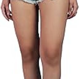 Womens Mid Blue Distressed Denim Mini Shorts | Ripped Frayed Hem | Casual Summer Wear-image-28