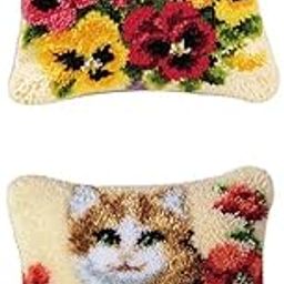 MERISHOPP® 2pcs Latch Hook Kits Pillow Case Cushion Cover Making Kit 17x17|Crafts | Needlecrafts & Yarn | Rug Making | Latch Hooking-picture-28