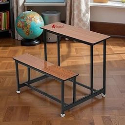 APPLE FURNITURE Kids Single Student Bench Cum Duel Desk Strong and Sturdy Metal Standard Structure with Wooden TOP of Wooden (1, Without Back, Large)-image-24