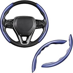 Carbon Fiber Steering Wheel Cover for Safari All 2021 to 2023 Models of Ta-ta Wheel Grip Cover Cars Universal Fit Anti-Slip, Interior Decoration, Car Accessory, 14.5"-15" (Carbon Blue)-image-47